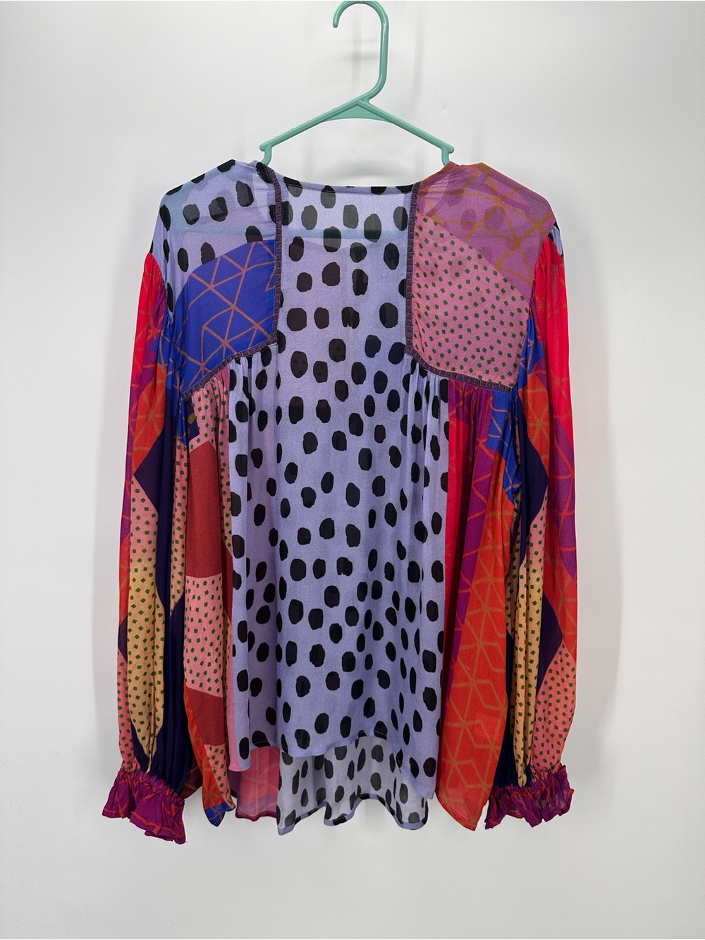 Anthropologie Bl-nk London Miranda Peasant Blouse with Patchwork Design